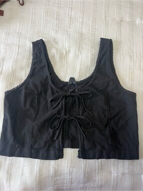 Roxy Black Lace-Up Crop Top